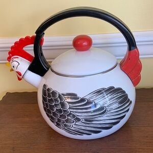 Vintage Kamenstein Enamel Rooster  Whistling Teapot 1986